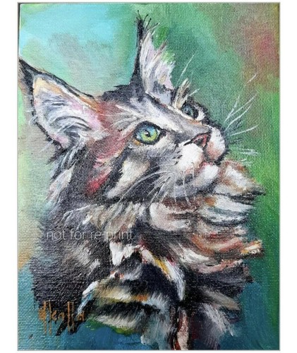 Original oil painting cat cats - original,