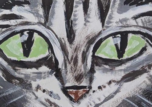 Aceo cat painting miniature - aceo,