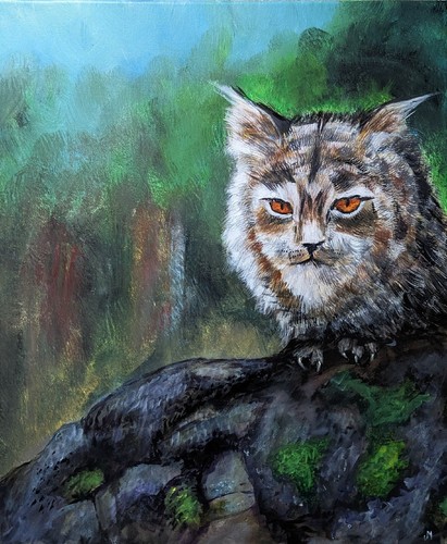 Original aceo cat painting - original,