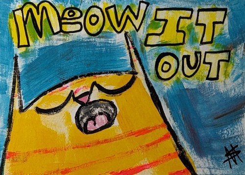 Aceo cat painting original - aceo,